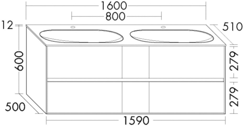 Burgbad Glas Doppel-Waschtisch-Set rc40 Schilf Ultramatt/Schwarz Matt, SGKL160F5759A0127 SGKL160F5759A0127 Image
