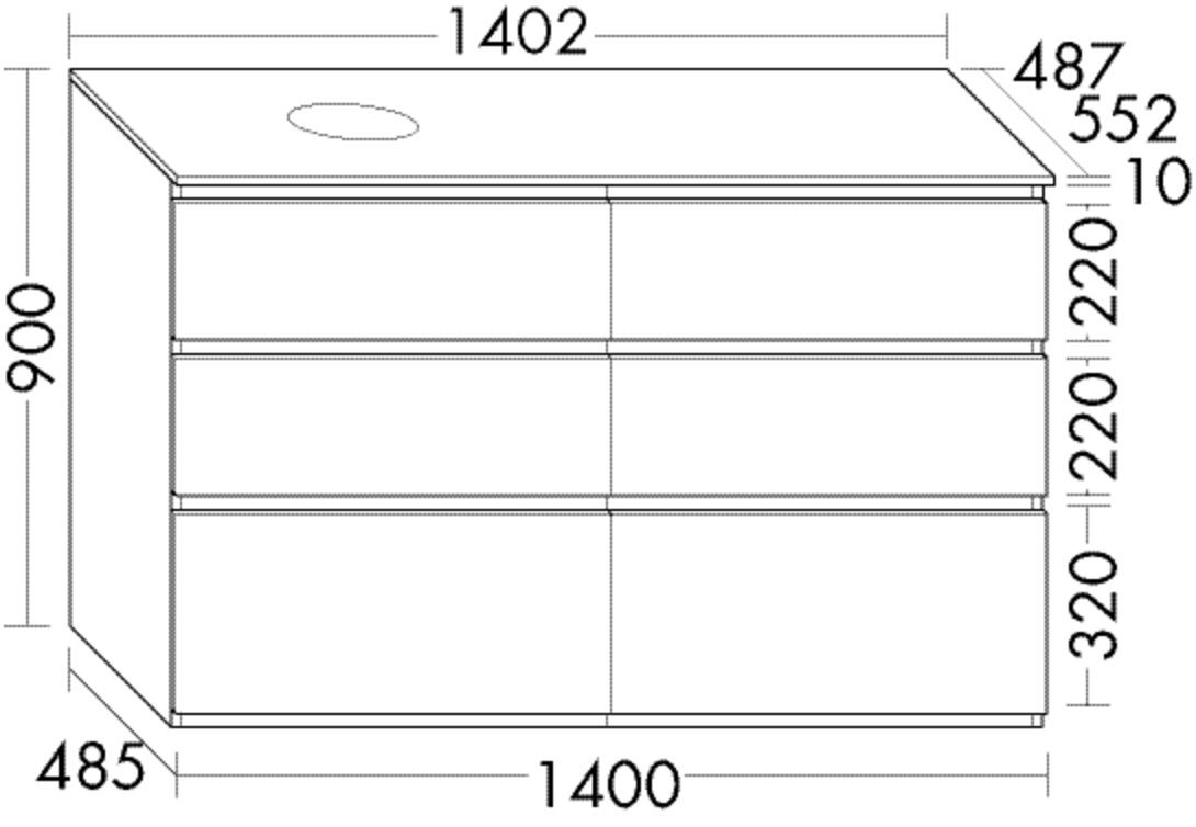 Burgbad Waschtischunterschrank Lin20 Melamin 900x1402x552 Eiche Dekor Flanelle, SGRB140LF5356 SGRB140LF5356 Image