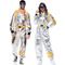 Pärchen Astronautenkostüm Overall Karnevalskostüm Onesie mit Maske Gruppenkostüme silberner Raumanzug für Männer Frauen mit gestickten Patches