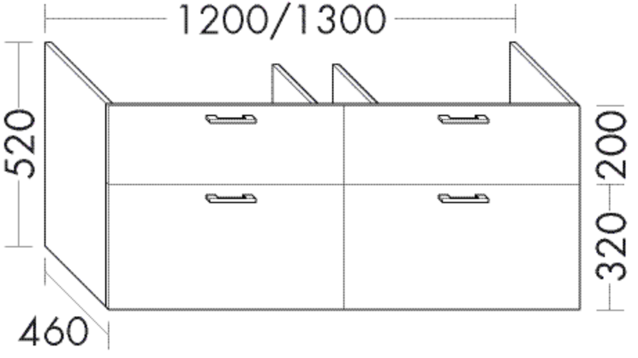 Burgbad Waschtischunterschrank Sys30 PG4 Sana 520x1300x460 Dunkelgrau Ultramatt, WSDC130F5771 WSDC130F5771 Image