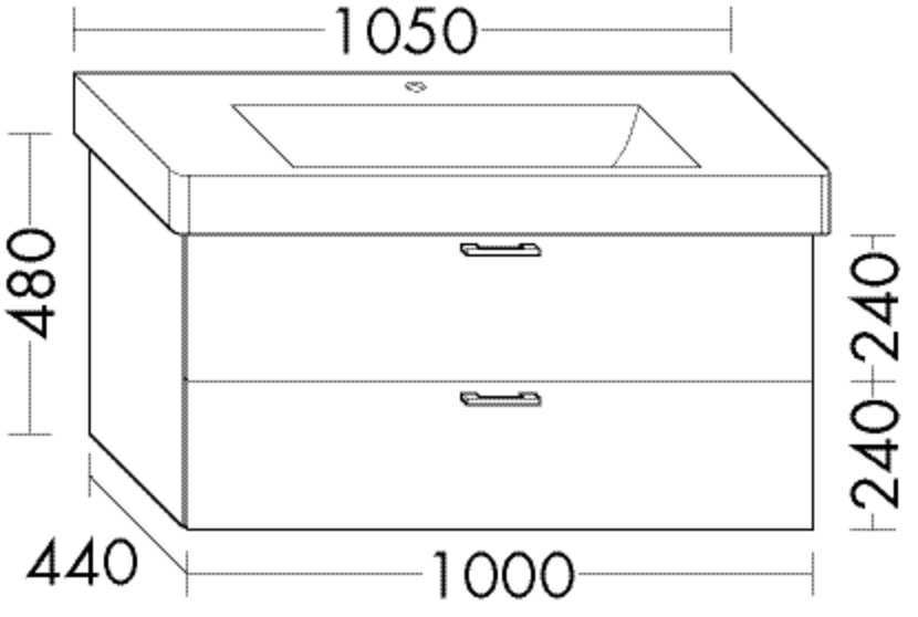 Burgbad Waschtischunterschrank Sys30 PG2 Echo 480x1000x440 Eiche Dekor Merino, WURK100F2752 WURK100F2752 Image