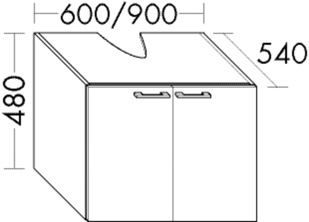 Burgbad Waschtischunterschrank Sys30 PG2 Echo 480x900x540 Leinengrau Hochglanz, WURV090F3162 WURV090F3162 Image