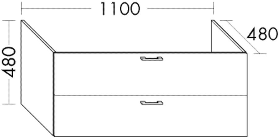 Burgbad Waschtischunterschrank Sys30 PG3 Diago 480x1100x480 Grau Hochglanz, WVWQ110RF1509 WVWQ110RF1509 Image