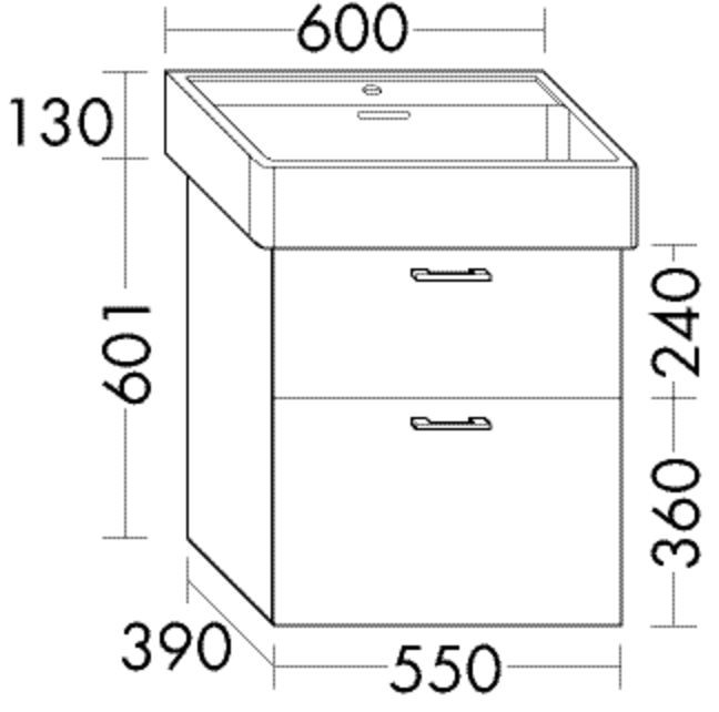 Burgbad Waschtischunterschrank Sys30 PG1 Aqua 601x550x390 Weiß Matt, WVZY055F1719 WVZY055F1719 Image