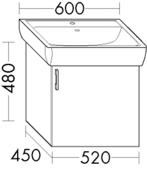 Burgbad Waschtischunterschrank Sys30 PG1 Aqua 480x520x450 Eiche Dekor Cashmere, WWJF052LF2240 WWJF052LF2240 Image