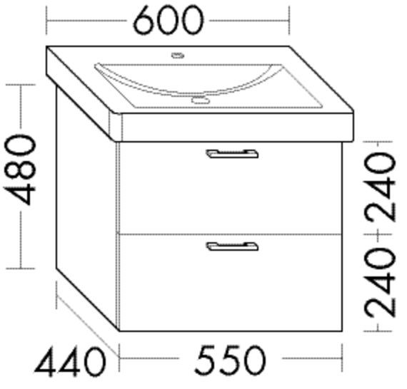 Burgbad Waschtischunterschrank Sys30 PG4 Sana 480x550x440 Eiche Hellgrau, WWMN055F3446 WWMN055F3446 Image