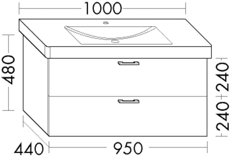 Burgbad Waschtischunterschrank Sys30 PG4 Sana 480x950x440 Lichtgrau Ultramatt, WWMN095F5769 WWMN095F5769 Image