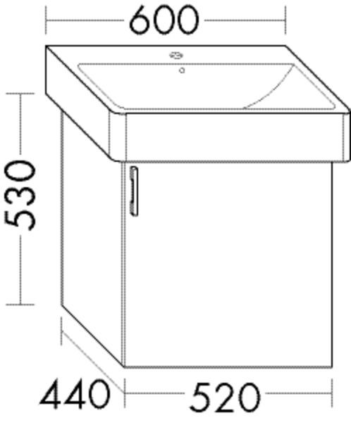 Burgbad Waschtischunterschrank Sys30 PG4 Sana 530x520x440 Eiche Weiß, WXHR052LF3675 WXHR052LF3675 Image