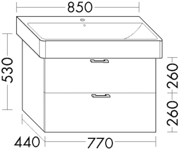 Burgbad Waschtischunterschrank Sys30 PG4 Sana 530x770x440 Eiche Schwarz, WXGU077F3449 WXGU077F3449 Image