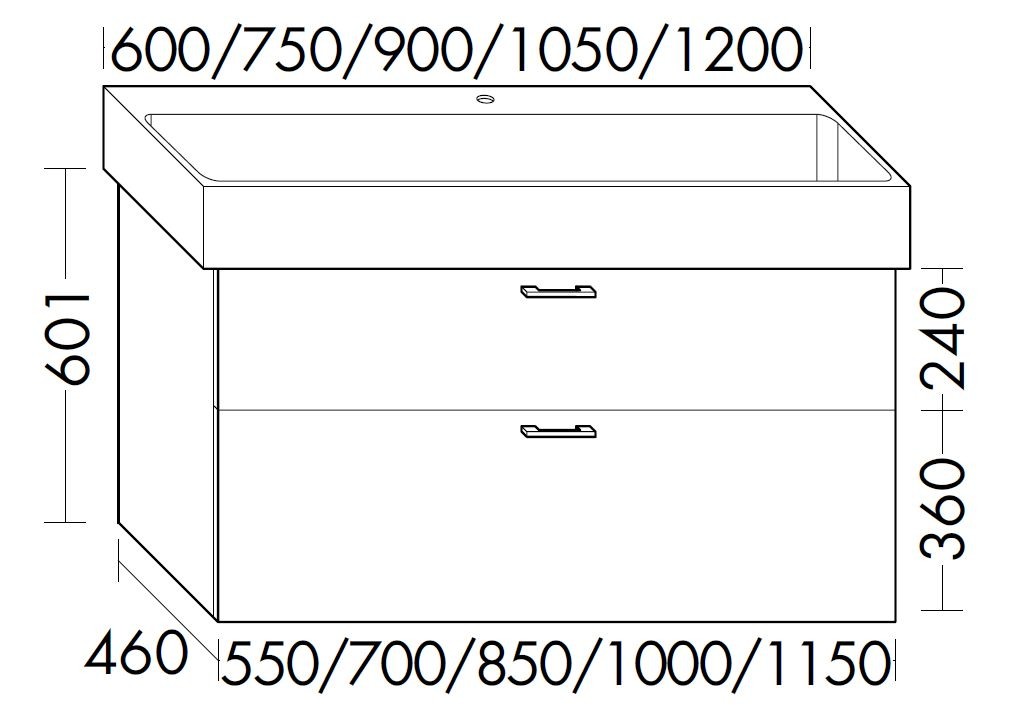 Burgbad Waschtischunterschrank zu Keramik Sys30 PG2 Echo 601x1150x460 Eisblau Softmatt, WXWZ115F396 WXWZ115F3962 Image