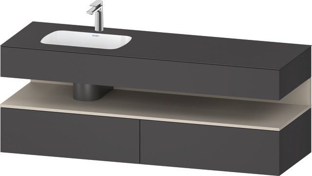 Duravit Qatego Einbauwaschtisch mit Konsolenwaschtischunterbau Graphit Matt 1600x500x600 mm - QA4795 QA4795083490000 Image