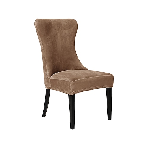 Stretch-Samt-Stuhl-Set für den Haushalt Stuhlhussen, einfaches einteiliges Stuhl-Set, Hotel-Stuhl-Set, Hocker-Set, gebogenes Stuhl-Set mit hoher Rückenlehne Image