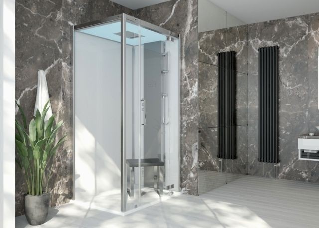 Hoesch Dampfkabine SensePerience 1200x900 rechts Nische Duschwanne Solique Weiss mit Antirutsch 534331.010552 Image