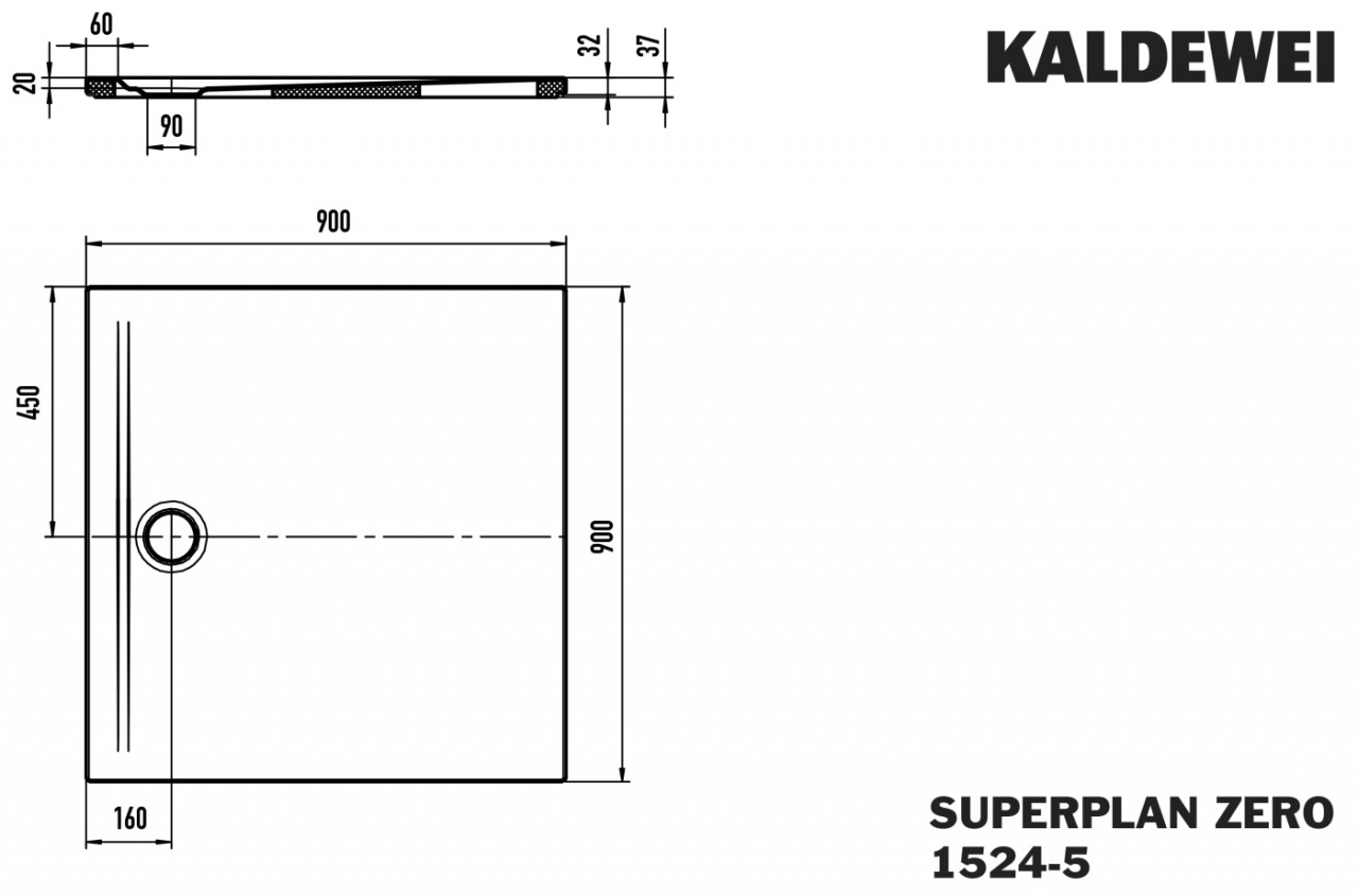 Kaldewei Duschwanne SUPERPLAN ZERO Mod.1524-5, 900 x 900, sm100,PEFF,Wt extrafl. 352447983676 Image