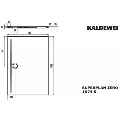 Kaldewei Duschwanne SUPERPLAN ZERO Mod.1574-5, 750 x 1400, sm100,PEFF,Wt extrafl. 357447983676 Image