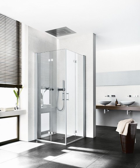 Kermi Eck-Halbteil rechts Diga 2CR 0900x2000, silber hochglanz, ESG Opaco mit KermiClean DI2CR09020VYK Image