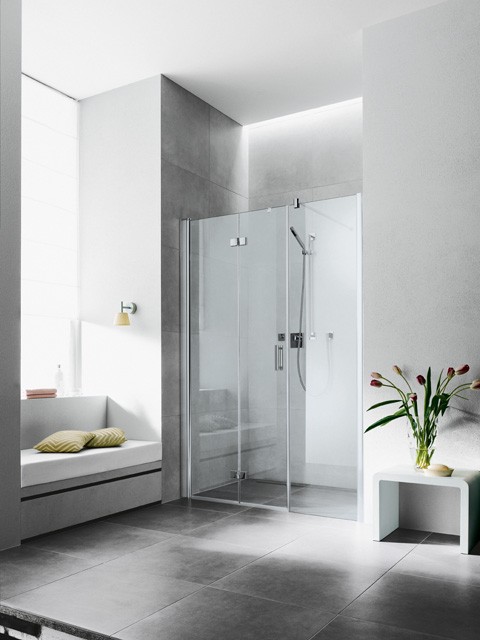 Kermi Pendel-Falttür Diga 2OL 1600x2000, silber hochglanz, ESG Opaco mit KermiClean, DI2OL DI2OL16020VYK Image