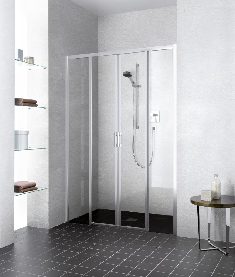 Kermi Gleittür Liga D4B 1650x2000 BV: 1610-1660, silber mattglanz ESG klar mit KermiClean LID4B165201PK Image