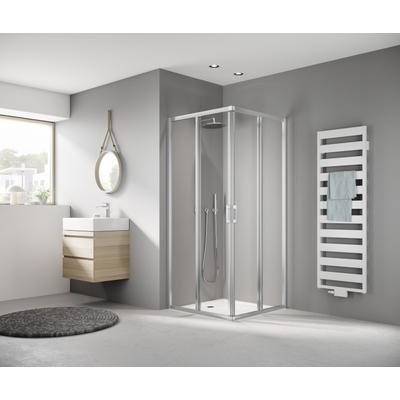 Kermi Eck-Halbt. re Liga E2R 0750x1850 BV: 725-750, silber mattglanz ESG klar mit KermiClean LIE2R075181PK Image