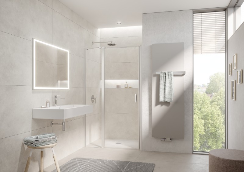 Kermi Pendeltür Liga 1GL 0950x2000, silber hochglanz, ESG klar, LI1GL09520VAK LI1GL09520VAK Image