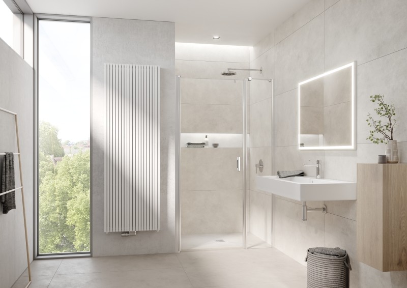 Kermi Pendeltür LIGA 1OL 1430x1850, silber mattglanz ESG klar LI1OL143181AK Image