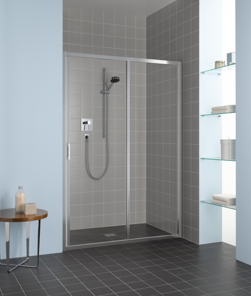 Kermi Gleittür Liga G2R 1500x2000 BV: 1460-1510, silber mattglanz ESG klar LIG2R150201AK Image