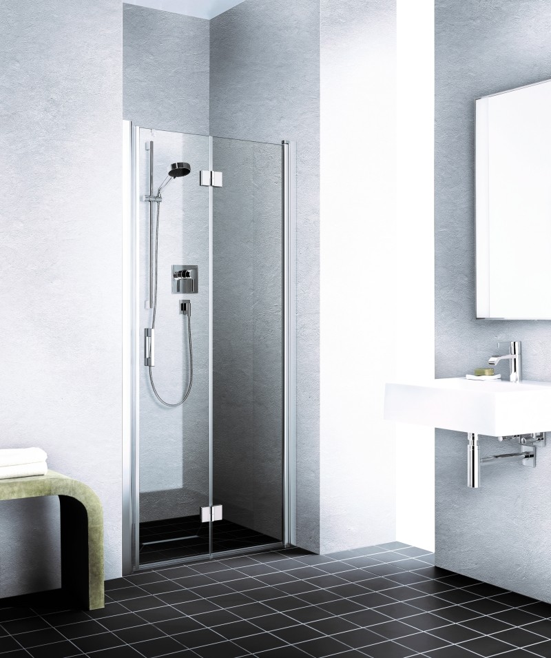 Kermi Pendel-Falttür Liga 2SR 0830x1850, silber mattglanz ESG klar mit KermiClean LI2SR083181PK Image