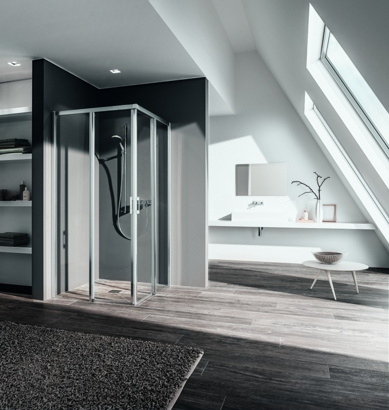 Kermi Eck-Halbt. li LIGA C2L 1130x1850 GAK: 1085-1110, silber mattglanz ESG klar LIC2L113181AK Image