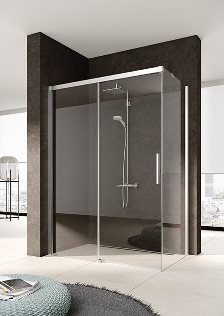 Kermi Gleittür Nica D2R 1530x1850, silber hochglanz, ESG klar, NID2R15318VAK NID2R15318VAK Image