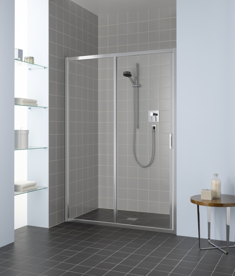 Kermi Gleittür Liga G2L 1400x2000, silber mattglanz ESG klar LIG2L140201AK Image