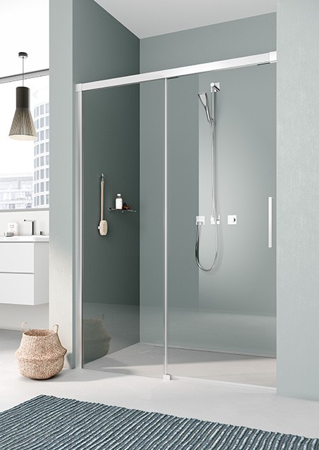 Kermi Gleittür Nica L2R 1400x2000, silber hochglanz, ESG Opaco mit KermiClean, NIL2R14020VYK NIL2R14020VYK Image