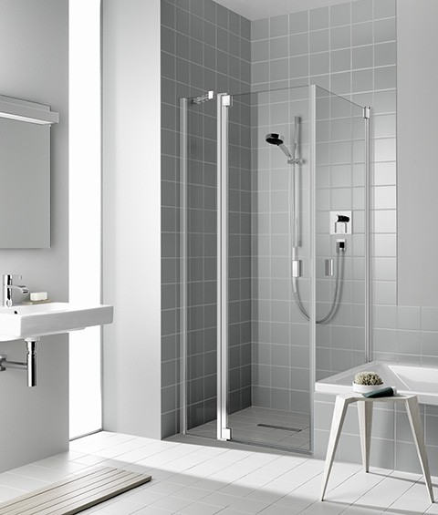 Kermi Pendeltür Raya 1NR 0830x2000, silber hochglanz, ESG klar mit KermiClean, RA1NR08320VPK RA1NR08320VPK Image