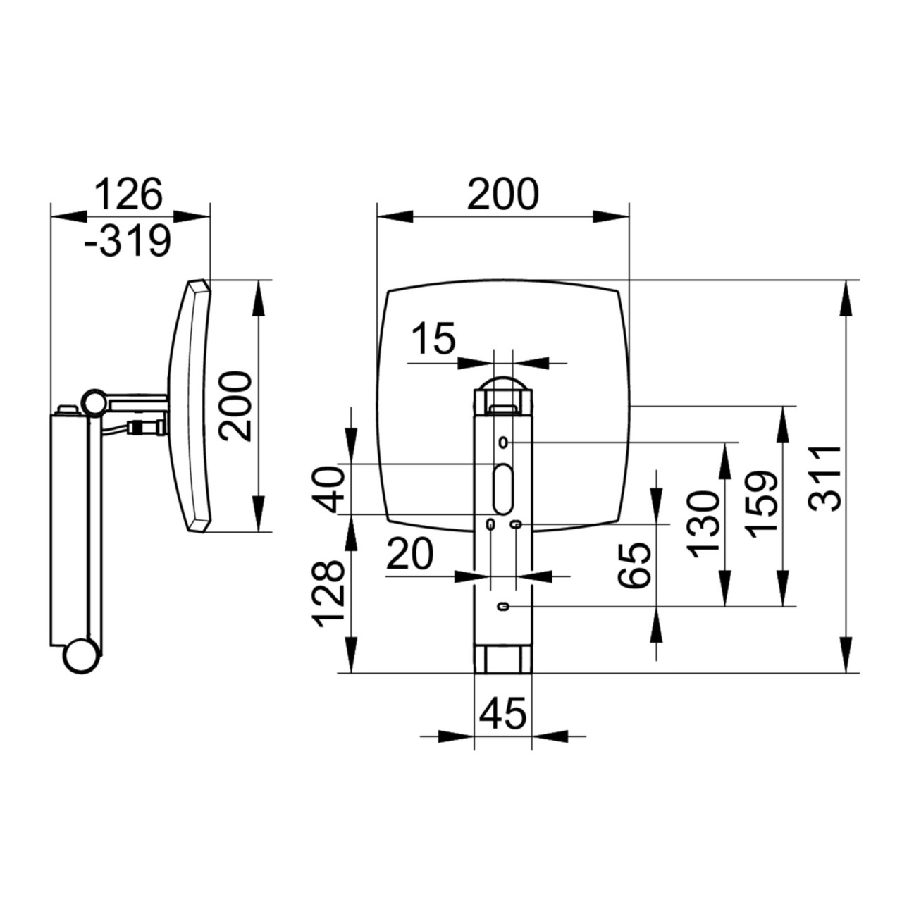 Keuco Kosmetikspiegel iLook_move eckig 17613 beleuchtet, Wippschalter, Bronze gebürstet , 1761303900 17613039004