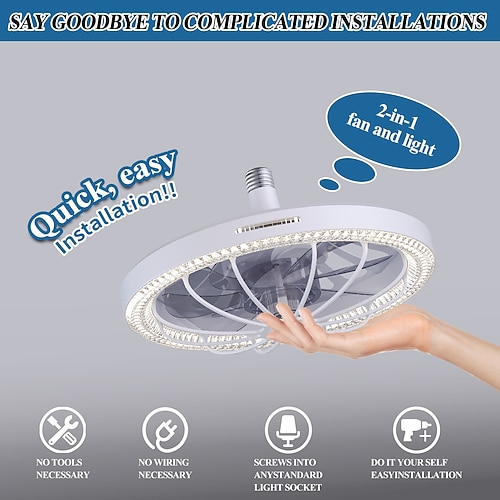 Deckenventilator mit Licht, warmweiß, 3 Lichtfarben, 3 Geschwindigkeiten, LED, flaches Profil, Deckenventilator zur Unterputzmontage für die Küche Image