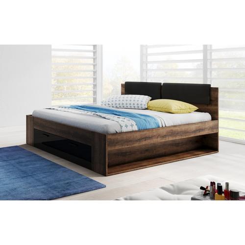 Bett HL2-51, 160 cm x 45 cm x 200 cm, monastery eiche/schwarz hochglanz NBHL2-51-eiche