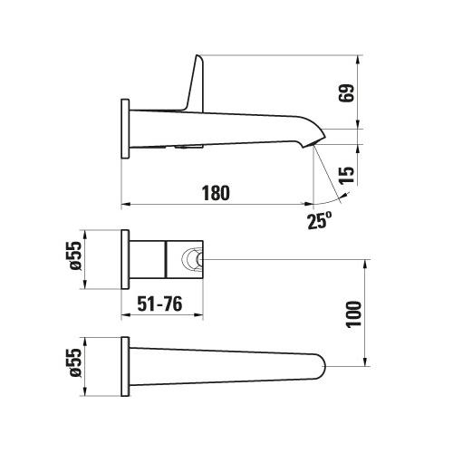 LAUFEN 2-Loch Waschtischarmatur Unterputz PURE Ausladung HF901722423000