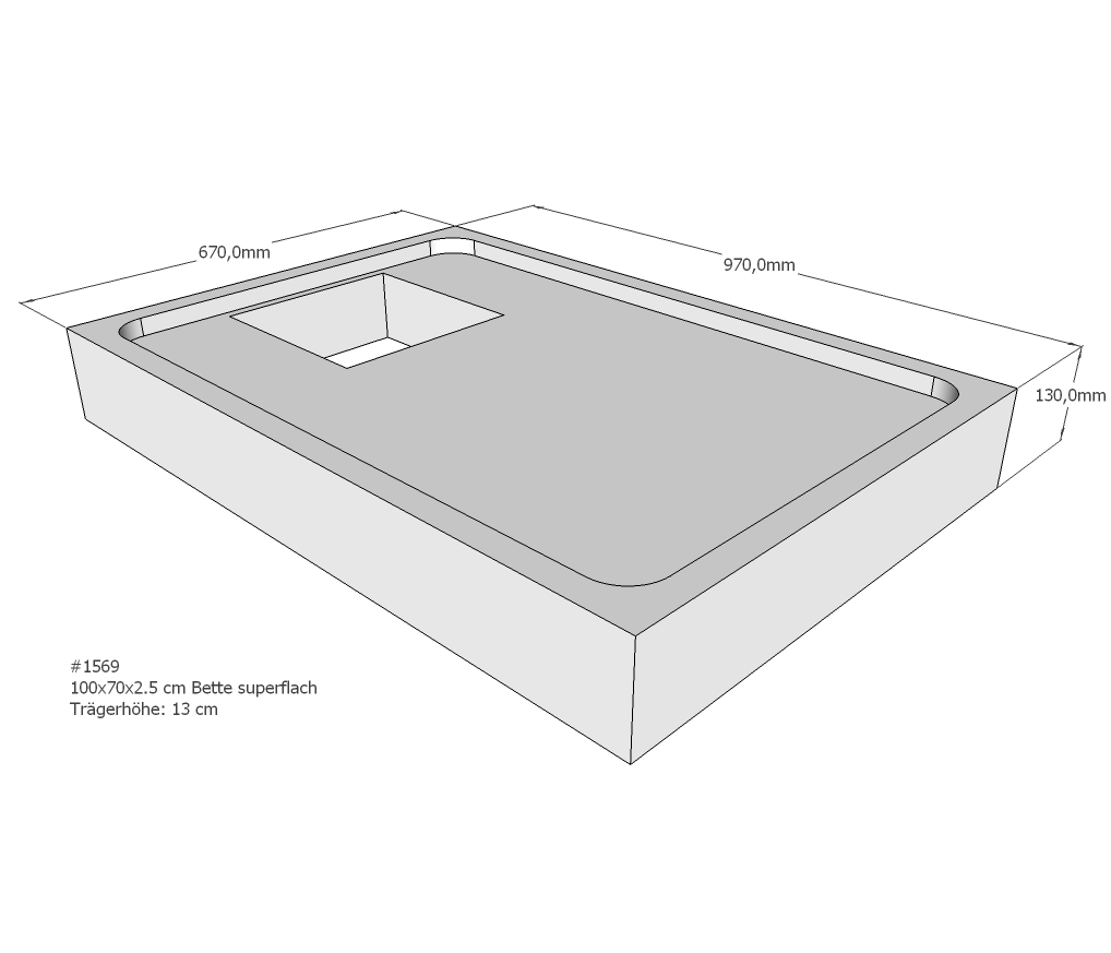 Neuesbad Wannenträger für Bette superflach 70x100x3,5 SD22728 Image