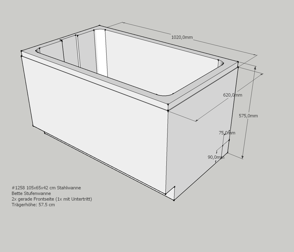 Neuesbad Wannenträger für Bette Stufenwanne 105x65 SW12066 Image