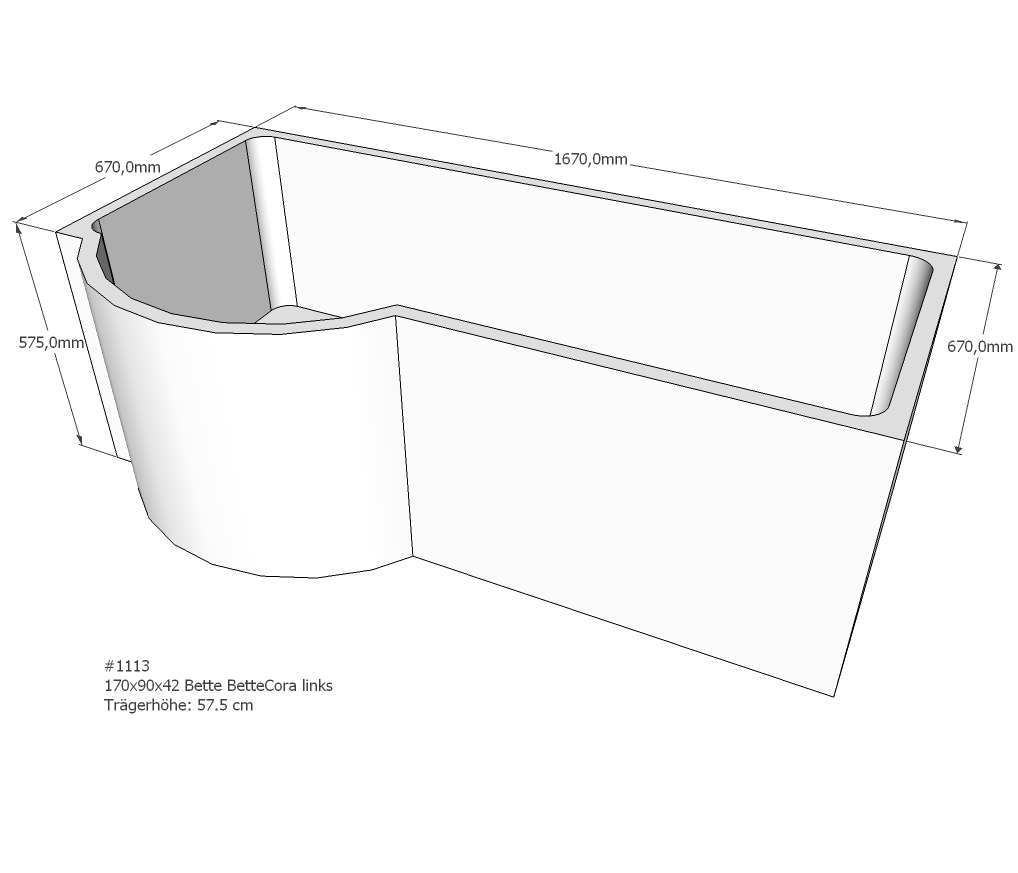 Neuesbad Wannenträger für Bette Cora 170x90 Rundung li SW12477 Image