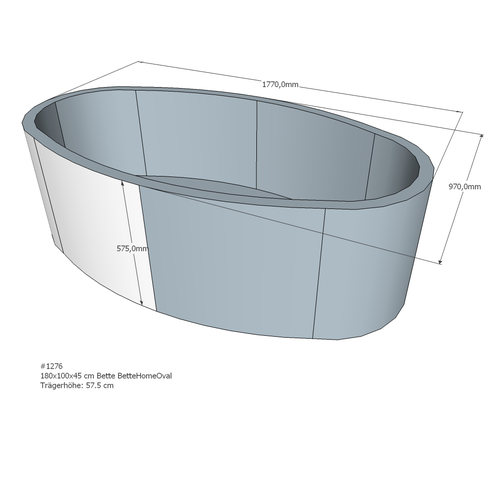 Neuesbad Wannenträger für Bette Home 180x100 oval SW13644