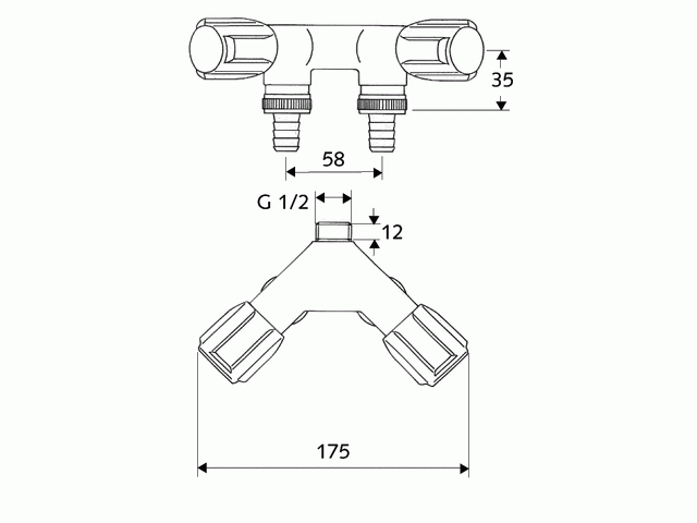 "Schell NA-Doppelventil COMFORT mit RFV 1/2"chrom mit zwei Schlauchanschlüssen 033660699" Image