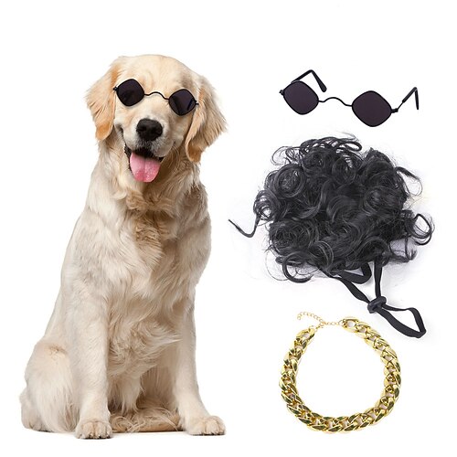 Hunde Katzen Halskette Haar Accessoires Sonnenbrillen Cosplay Lustig Winter Weich Waschbar Komfortabel Halloween Outdoor Halloween Casual Hundebekleidung for Bichon Frise Spitz kleines Haustier Image
