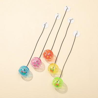 1pcs suction cup bell bouncy ball cat toy color plastic sounding bell interactive self-hitting cat ball factory direct sale