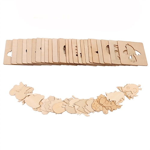 20pcs montessori bambini disegno giocattoli in legno fai da te pittura stencil modello giocattoli artigianali puzzle giocattoli educativi per i regali dei bambini
