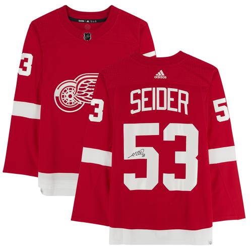 Moritz Seider Red Detroit Red Wings signiertes authentisches adidas-Trikot