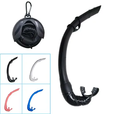 Roll Up Silicone Snorkel Swimming Swim Snorkel with Hanging Buckle Comfortable Breathing Tube for