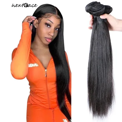 NextFace Peruvian Hair Straight Hair Bundles Natural Human Hair 10A Grade 20 22 24 26 28 inch Bone