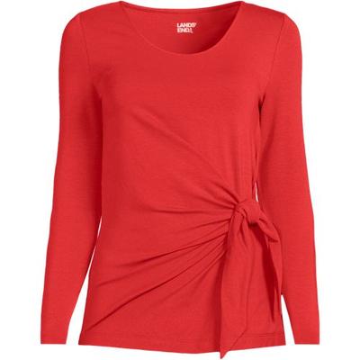 Lightweight Jersey Tie Waist Top, Women, size: 20, regular, Orange, Spandex/Cotton-blend, by Lands' End
