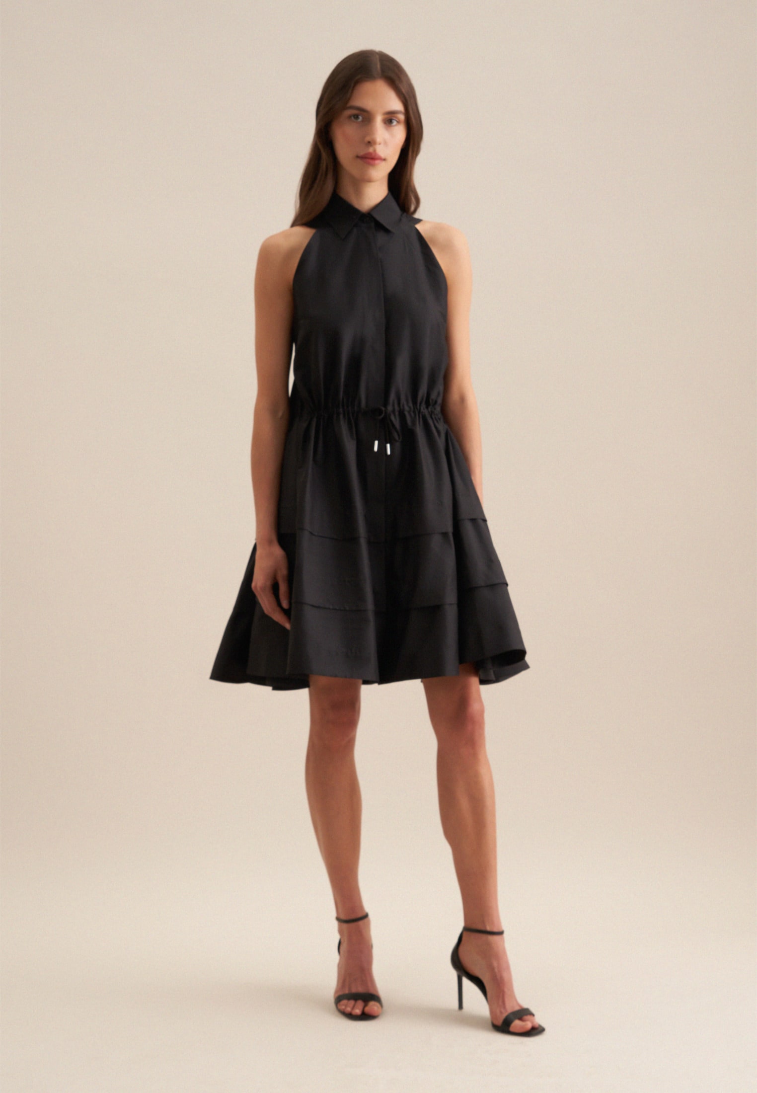Sommerkleid SEIDENSTICKER, Damen, Gr. L (40), Normalgrößen, schwarz, 97% Polyester 3% Elastan, unifarben, regular fit, Kleider, 1/2 Uni Image