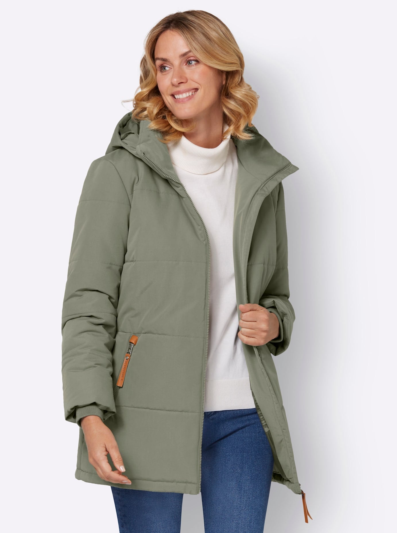 Steppjacke CASUAL LOOKS, Damen, Gr. 46, grün (khaki), 100% Polyester, Wattierung:100% Polyester, unifarben, Jacken Image